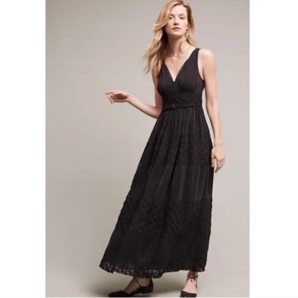 ANTHROPOLOGIE Floreat Tulle Beaded STUNNING MAXI DRESS